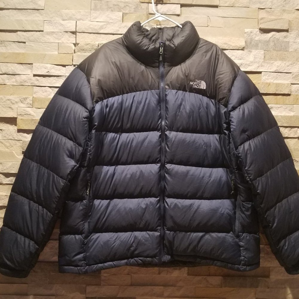 North Face 96 Retro Nuptse Mens XXL 2X Blue Grey 700 Down Puffer Jacket Coat